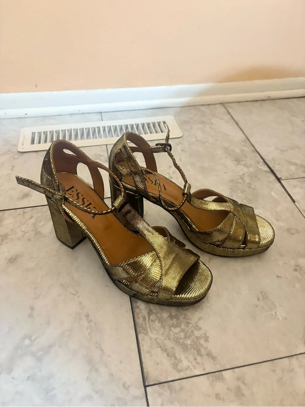 Esska Gold & Black Platform Heels